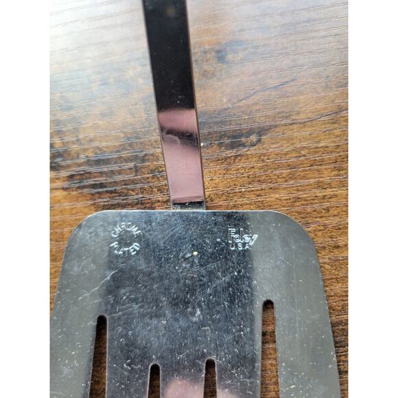 Vintage Foley Chrome Plated 12" Flipper/Spatula w/Black Handle - Made in USA - Picture 3 of 8